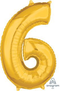 26" Gold Number 6 Balloon