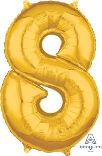26" Gold Number 8 Balloon
