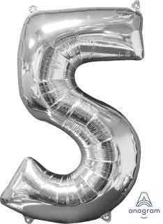 26" Silver Number 5 Balloon