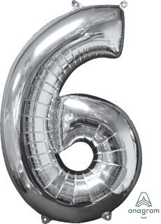 26" Silver Number 6 Balloon