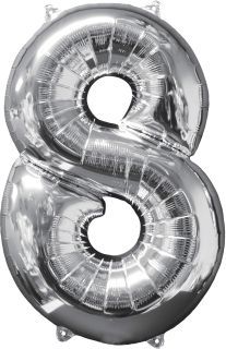 26" Silver Number 8 Balloon