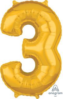 26" Gold Number 3 Balloon