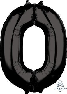 26" Black Number 0 Balloon
