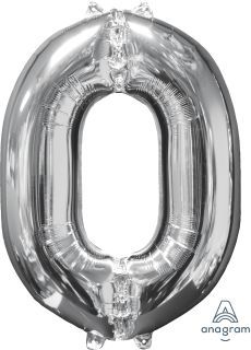 26" Silver Number 0 Balloon