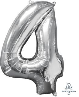 26" Silver Number 4 Balloon