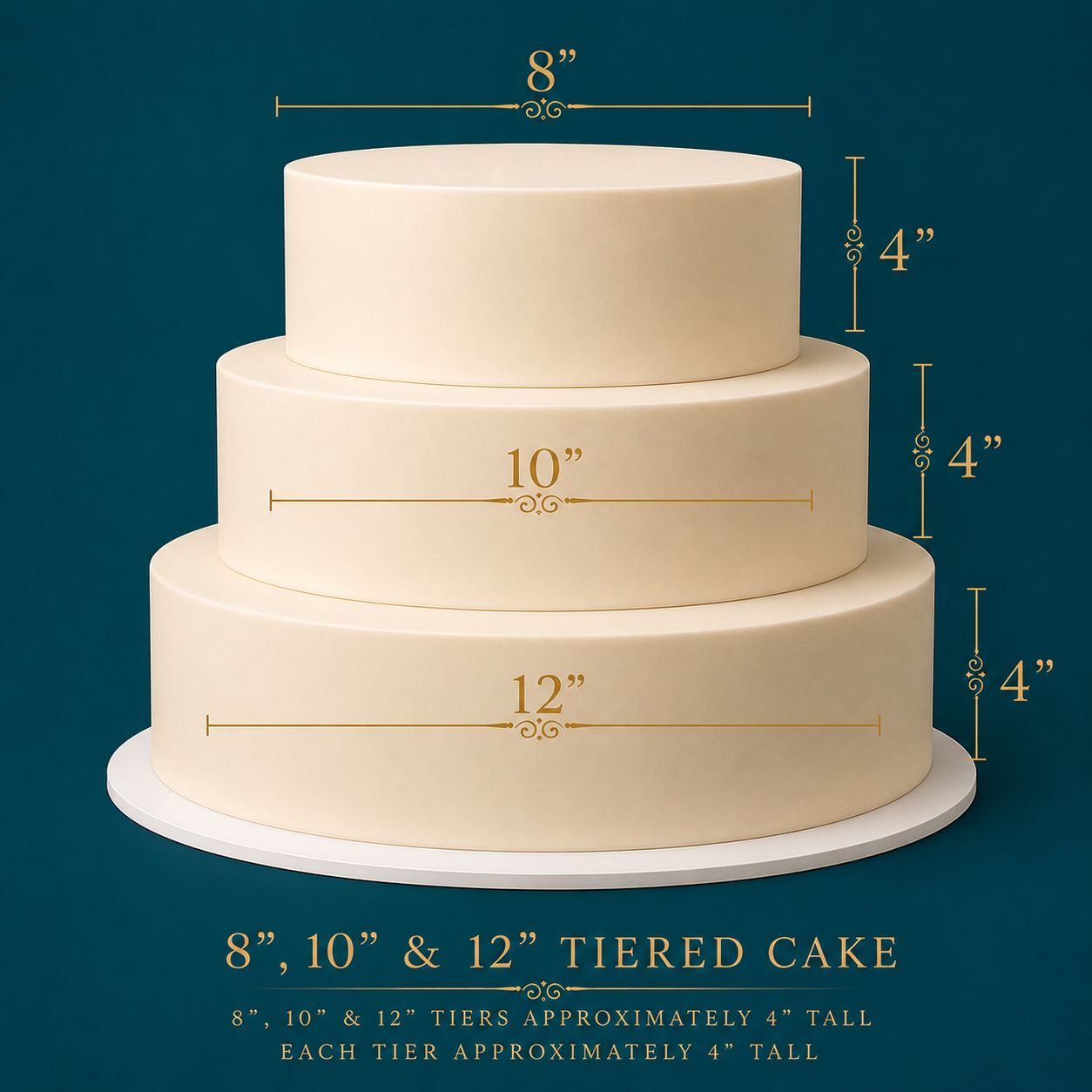 8"/10"/12" -  3-Tiered Cake