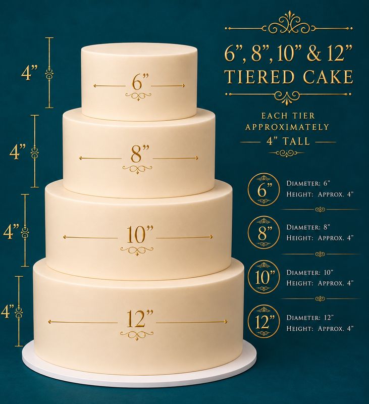 6"/8"/10"/12" -  4-Tiered Cake