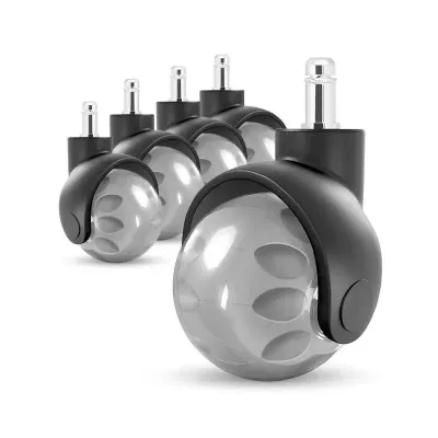 Grey 2 Inch Ball Type Furniture Office Chair Nylon PU Castors (Set of 5)