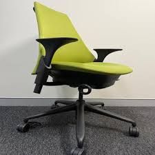 Herman Miller Sayl Task Chair with Armrests - Green upholstered back