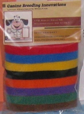 8  pack Puppy ID Whelping Litter Bands Collars Adjustable NEW Crayola colors