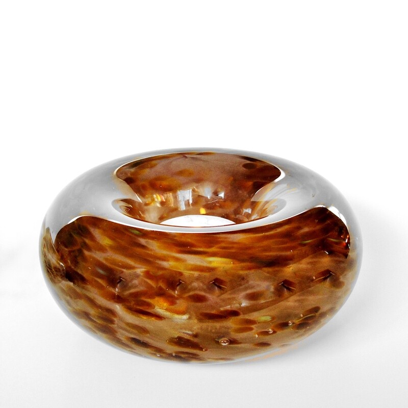 Handblown Candle Holder - Amber