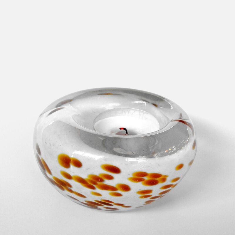 Handblown Candle Holder - White