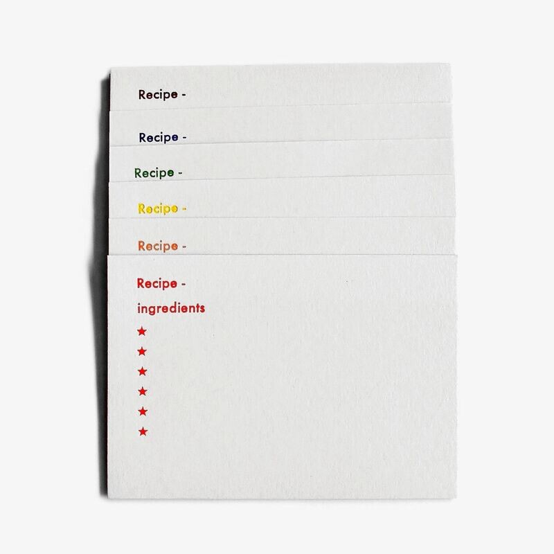 Letterpress Recipe Cards