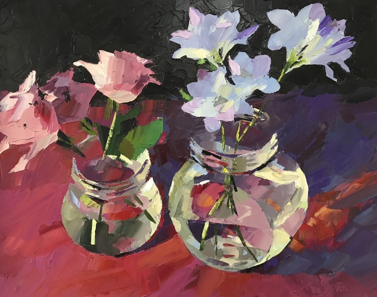 Kilner Jars with Flowers, original oil by Alex Brown Kilner Jars with Flowers, original oil by Alex Brown