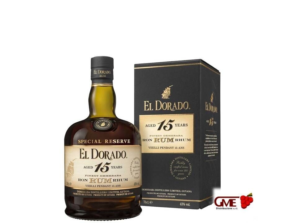 Rum El Dorado 15Y Finest Demerara Cl.70 43° Astucciato Confezione Con Due Bicchieri