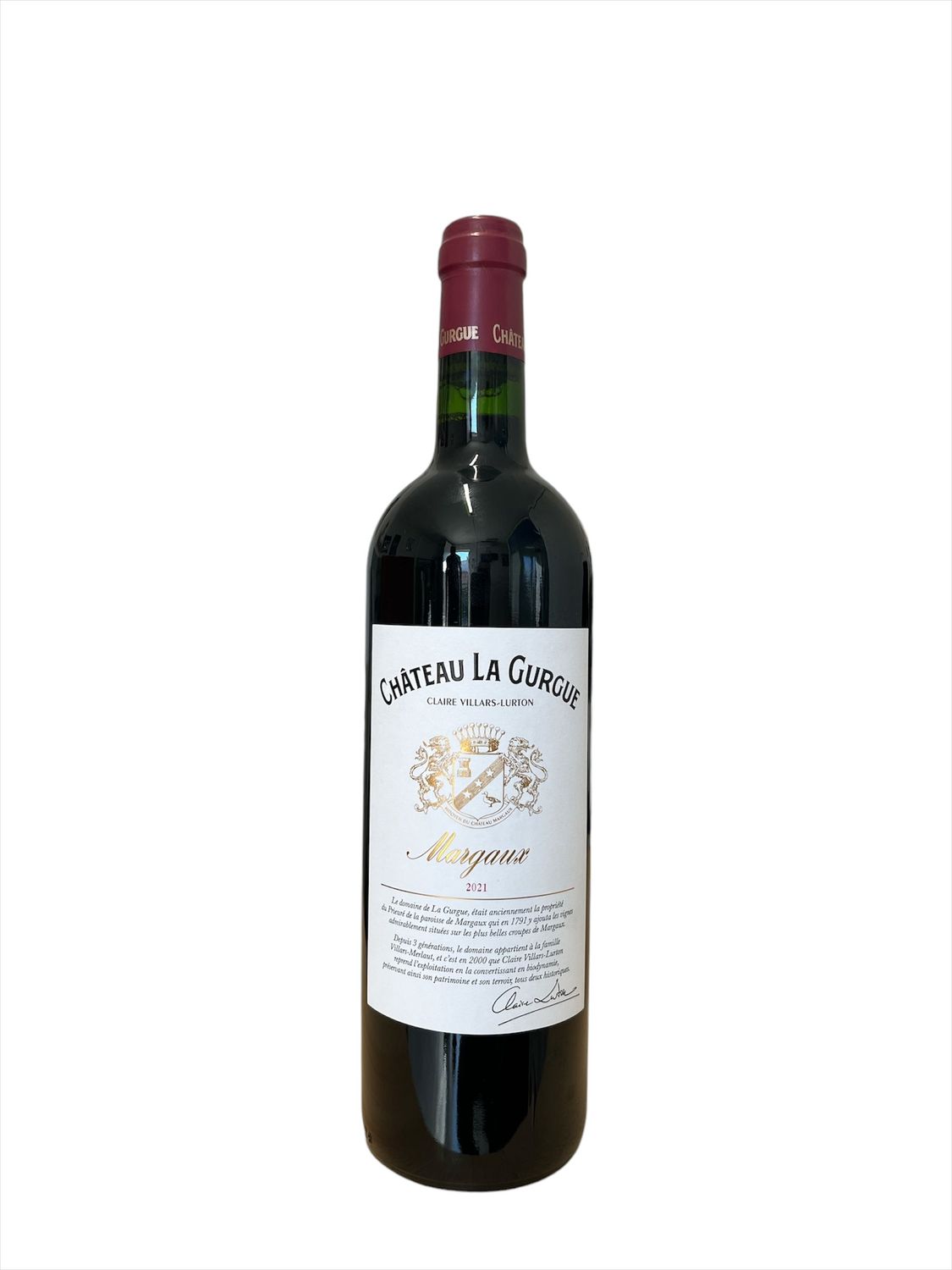 Chateau La Gurgue Margaux Claire Villars Lurton 2021 Cl.75 13% Vol.
