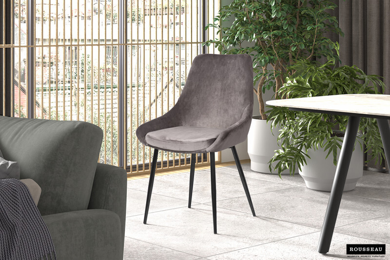 Stoel Mirano Velours Grijs Set van 2