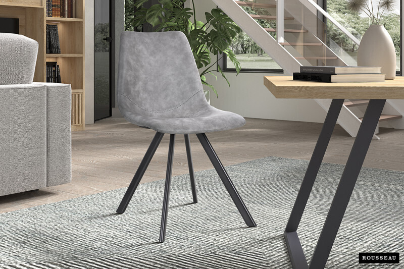 Stoel Emma PU Donkergrijs - Set van 2