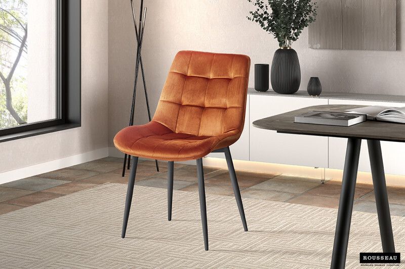 Stoel Juta Fluweel Oranje - Set van 4