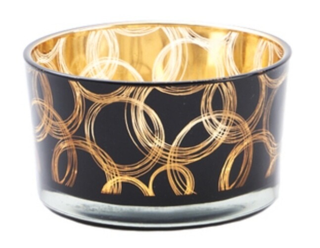 Theelichthouder zwart-goud circle H6