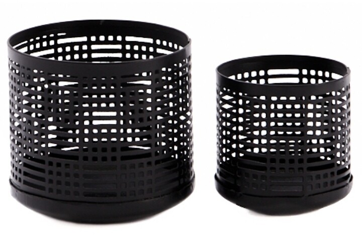 Theelichthouders zwart metaal - set van 2