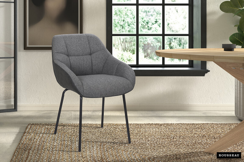 Stoel Sem Stof Grijs Rug PU Donkergrijs - Set van 2