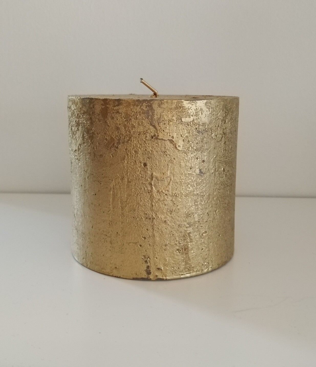 Cilinderkaars goud H 10cm - Dia 10cm