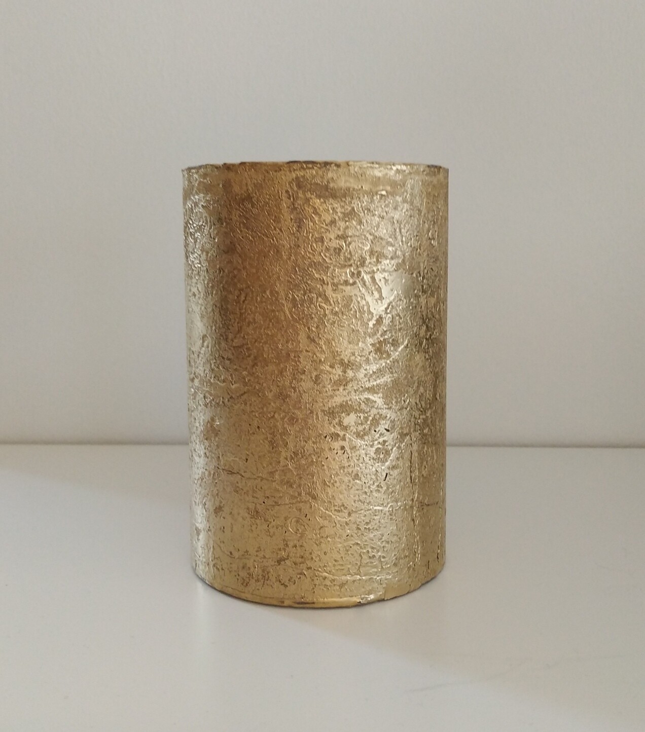 Cilinderkaars goud H 12cm - Dia 8cm