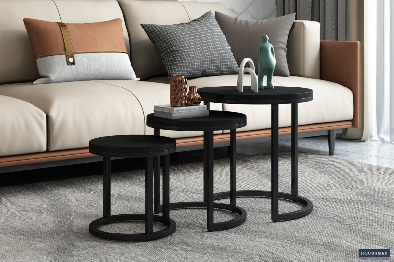 Bijzettafel Plano 3-delig Zwart