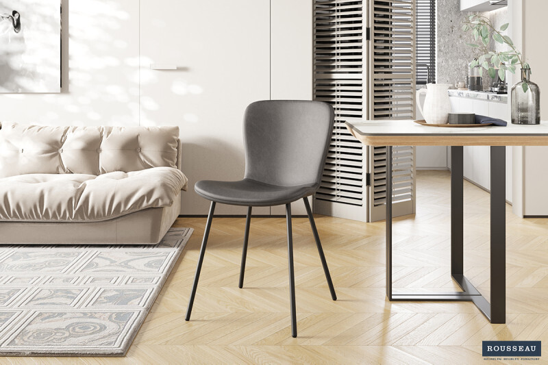 Stoel Susan PU Donkergrijs - Set van 4