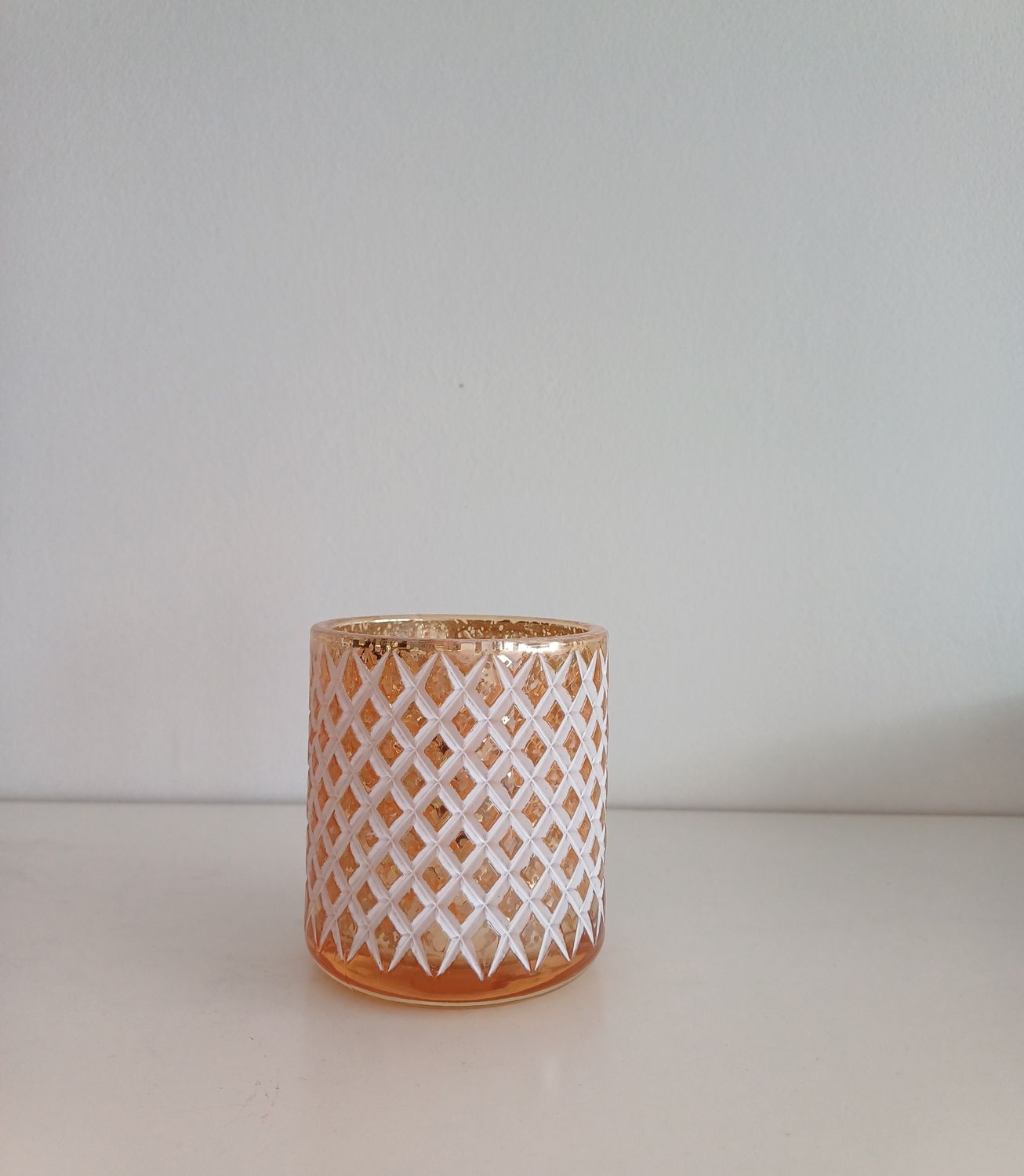 Theelichthouder Goud/Witwash