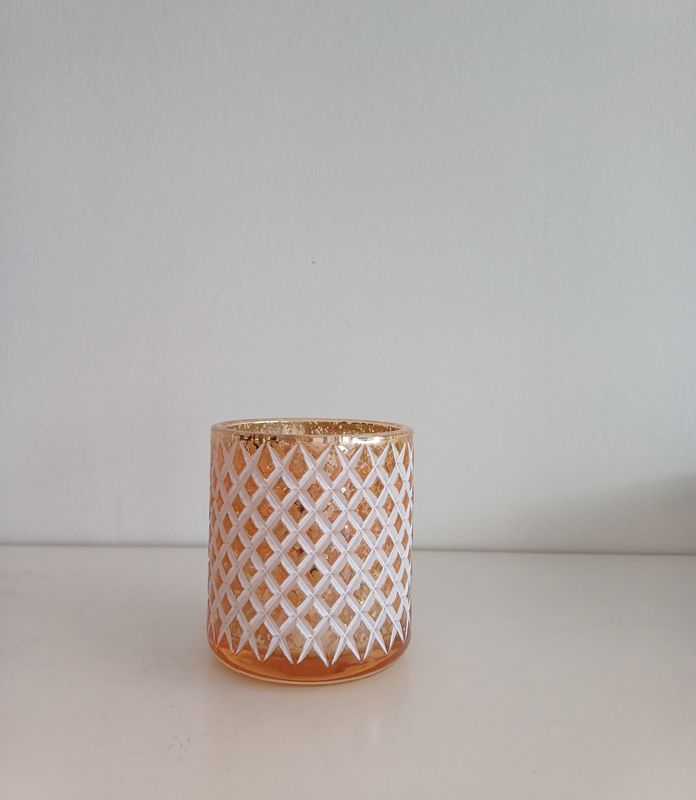 Theelichthouder Goud/Witwash