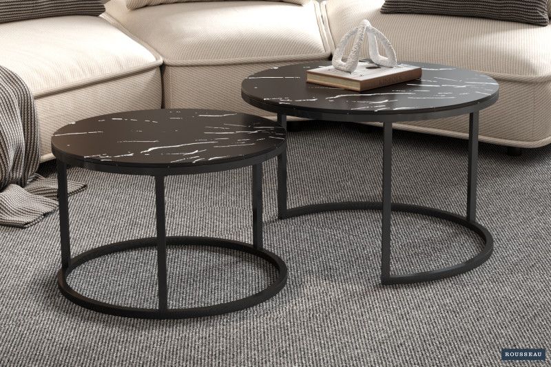 Salontafel Boston Decor Glas Marmer Zwart