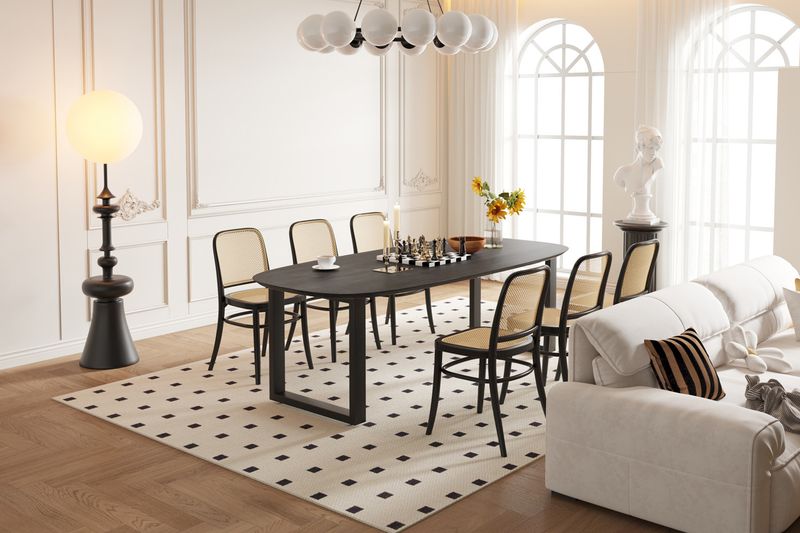 Tafel Tommy 220 x 100cm Deens Ovaal U-Poot Mango Hout Zwart
