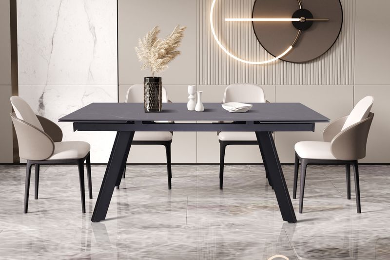 Tafel Hera 160-240cm Uitschuifbaar Rechthoekig Steen Zwart
