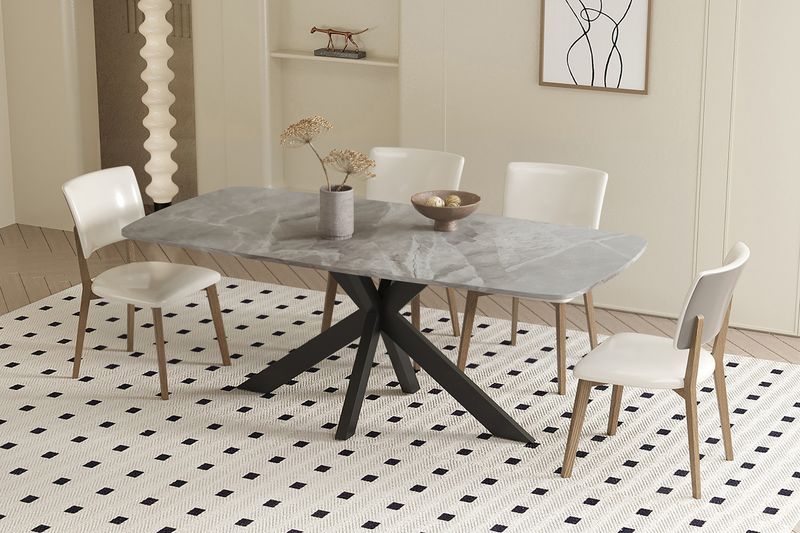 Tafel Apollo 180cm Deens Ovaal Glanzend Steen Italian Grijs