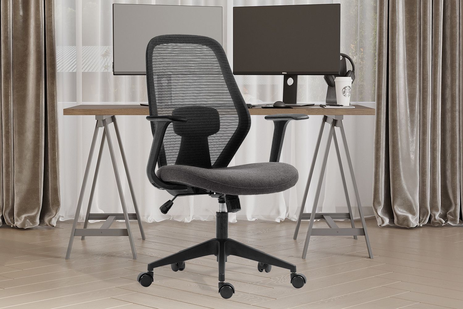 Bureaustoel Claude Mesh Zwart/Grijs