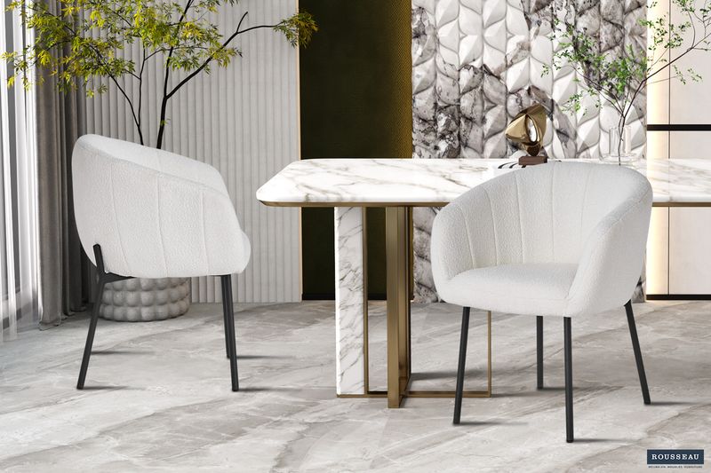 Stoel Sevilla Bouclé Wit - Set van 2