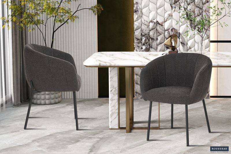 Stoel Sevilla Bouclé Grijs - Set van 2