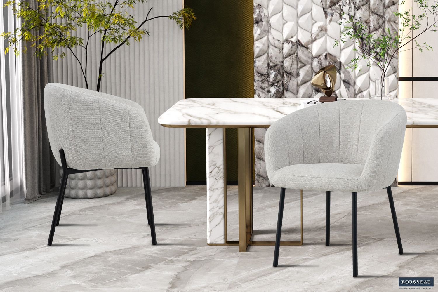 Stoel Sevilla Stof Beige - Set van 2