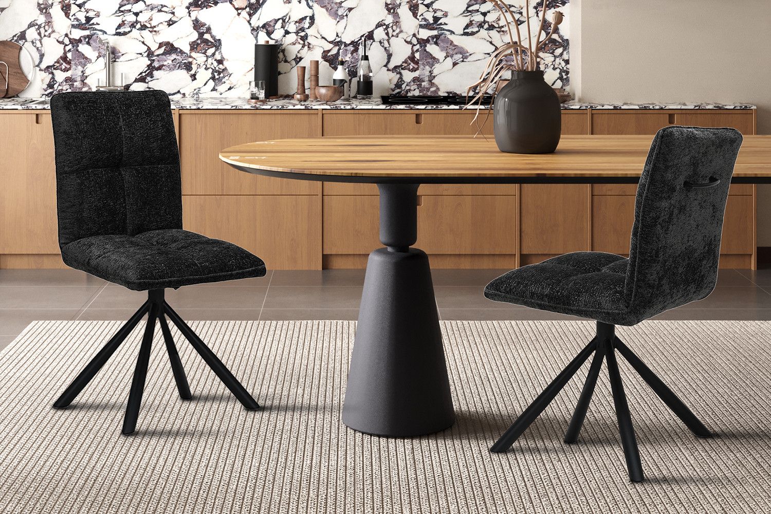 Stoel Jack Draaibaar Stof Donkergrijs - Set van 2