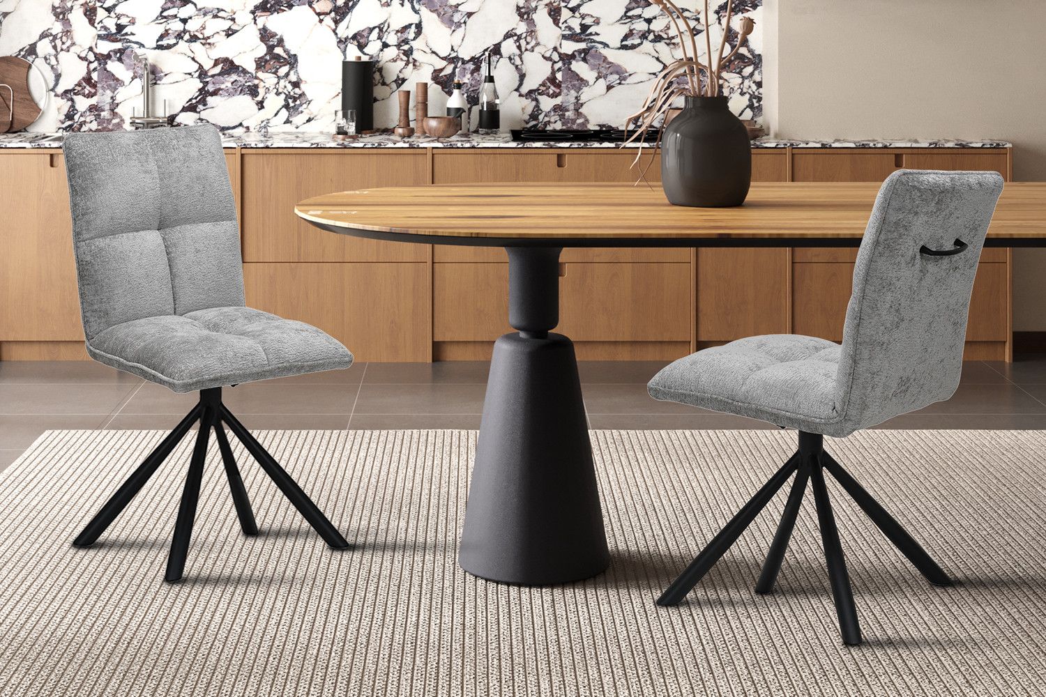 Stoel Jack Draaibaar Stof Lichtgrijs - Set van 2