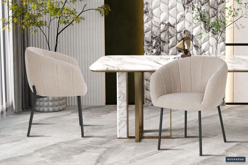 Stoel Sevilla Bouclé Zand - Set van 2