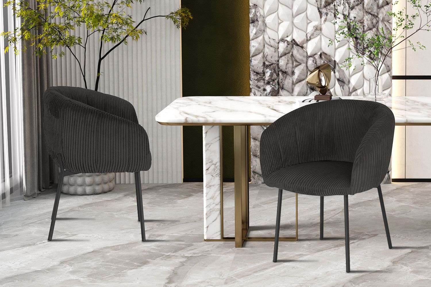 Stoel Sevilla Corduroy Grijs - Set van 2