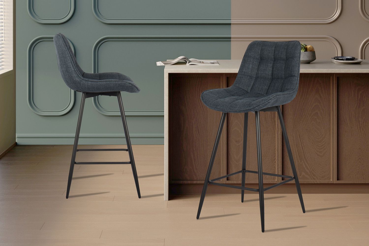 Counterstoel Ariba Stof Donkerblauw - Set van 2