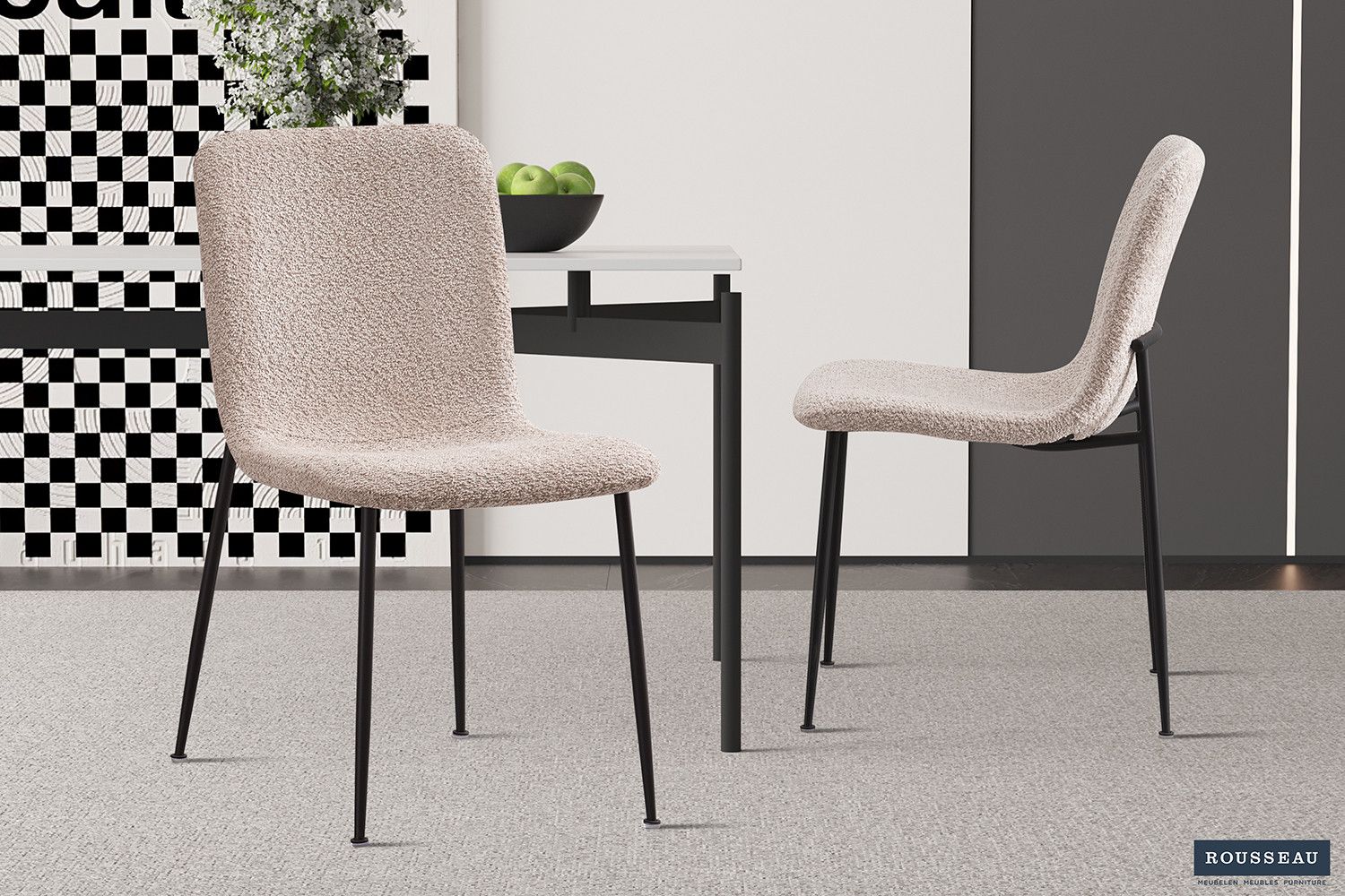 Stoel Alice Bouclé Beige - Set van 2