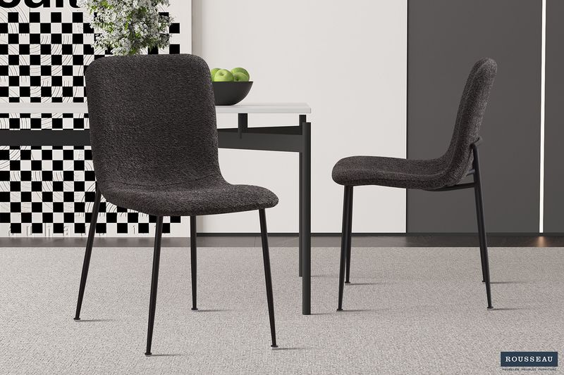 Stoel Alice Bouclé Grijs - Set van 2