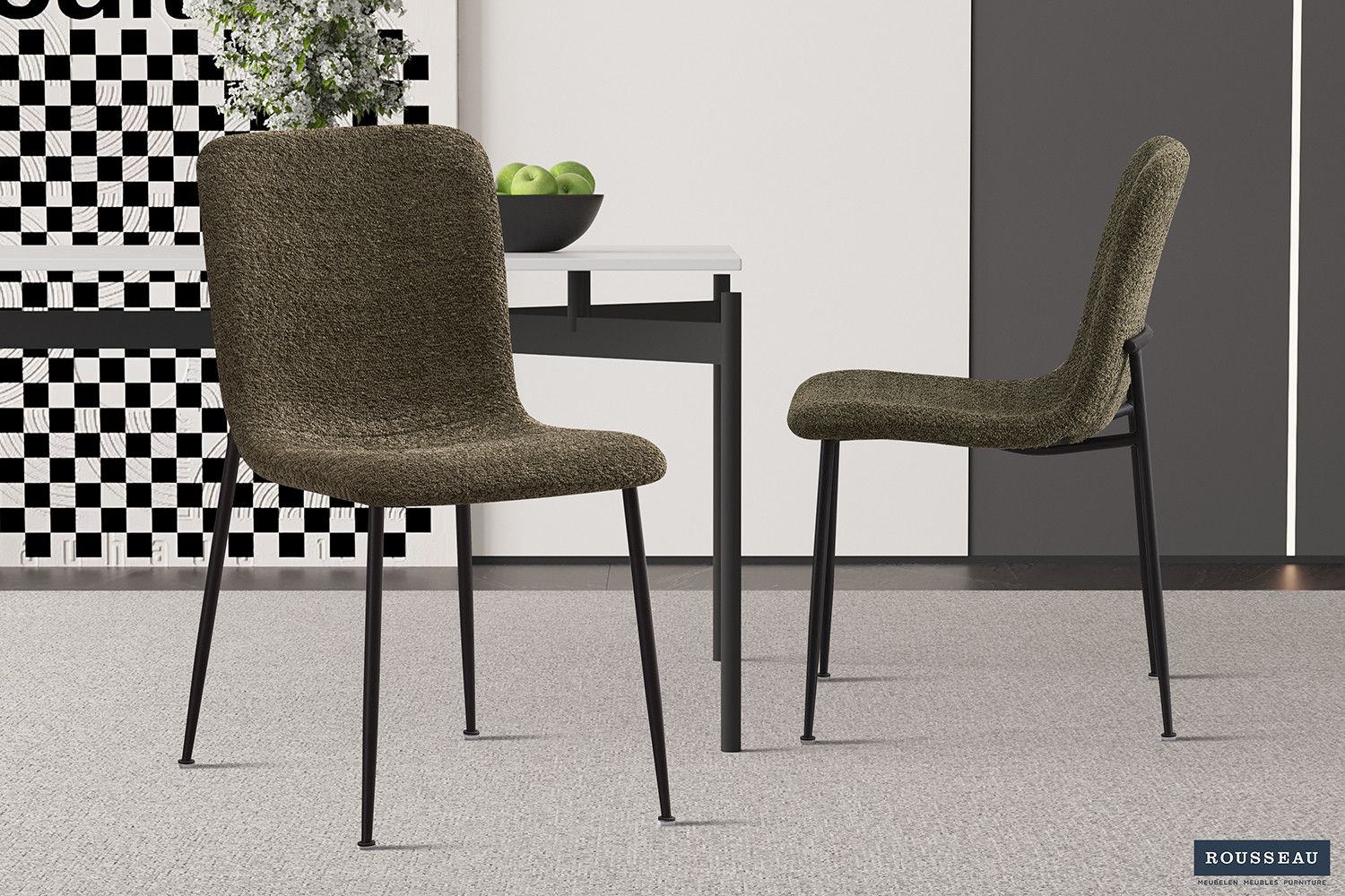 Stoel Alice Bouclé Groen - Set van 2