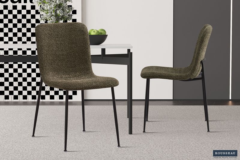 Stoel Alice Bouclé Groen - Set van 2