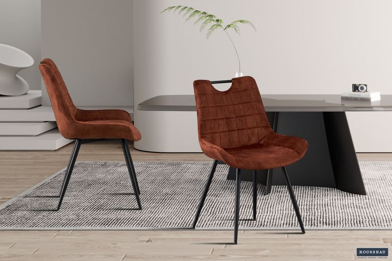 Stoel Nina Fluweel Roest - Set van 2